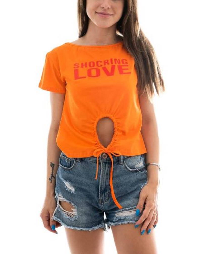 Crop top SHOCRING LOVE - oranžový